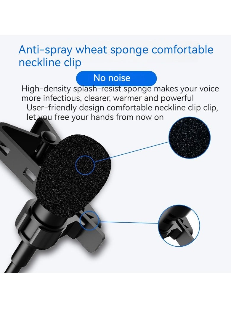 Generic - Lavalier noise reduction microphone mini portable small microphone live broadcast wheat black - Image 1