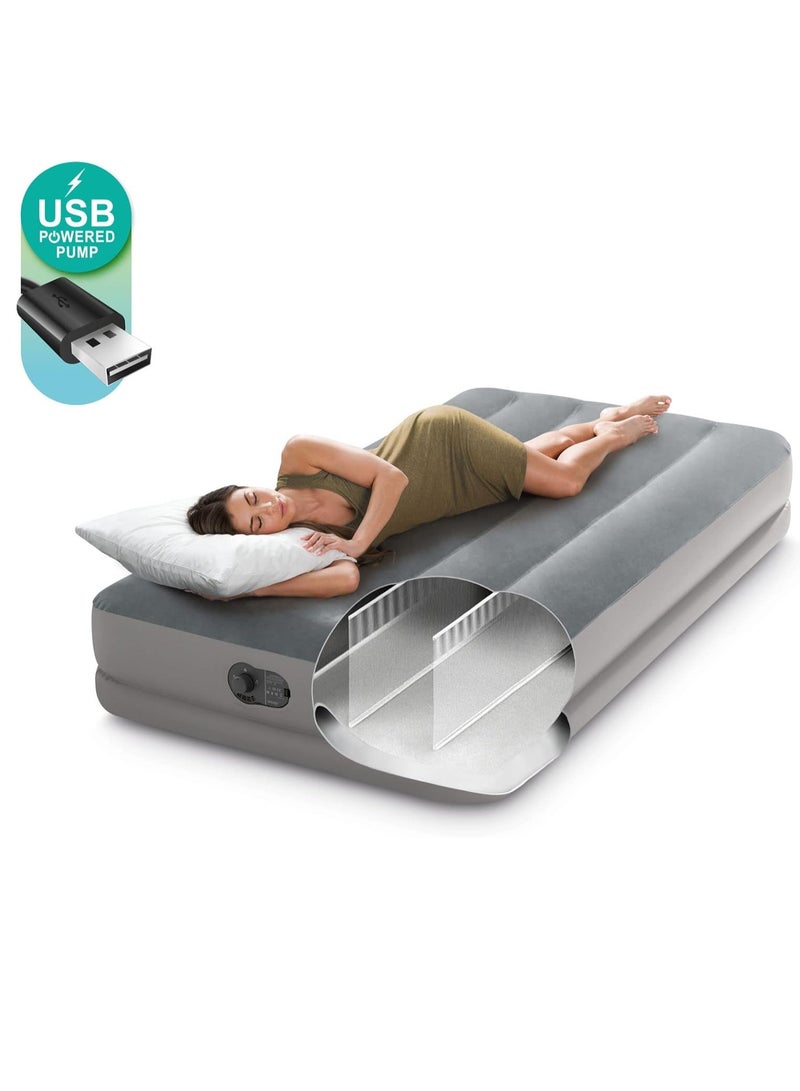 انتكس مرتبة هوائية قياسية: تقنية الألياف، مقاس مزدوج، مضخة كهربائية USB مدمجة، ارتفاع السرير 12 بوصة، سعة وزن 300 رطل - Image 3