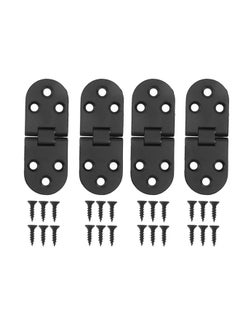 Thoraya 4 Set Round Edge Hinge 180 Degree Painted Black Zinc Alloy Cabinet Hardware for Door with Screw  - Image 1