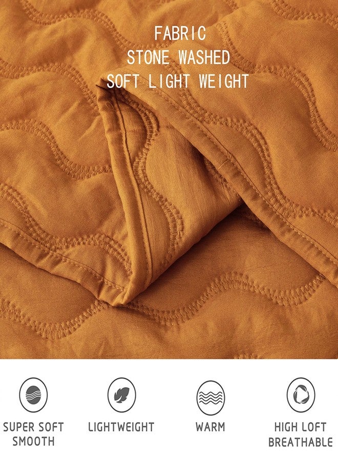 شيموا كولكشن طقم لحاف تشيزموي كوليكشن ديستني المكون من 3 قطع، مقاس كوين، بنمط التوابل - طقم غطاء سرير مبطن خفيف الوزن من الألياف الدقيقة المغسولة بالحجر، مناسب لجميع الفصول، بخياطة مموجة. - Image 4