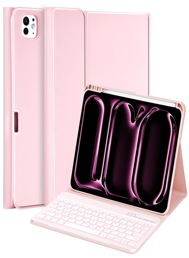 MMK for iPad Pro 11 inch Case with Keyboard 2024, for iPad 11 Pro Case with Keyboard Case (A3006 A2837 A2836) with Backlit BT Keyboard, for iPad Pro Keyboard Case 11 inch with Pencil Holder - Pink - Image 1