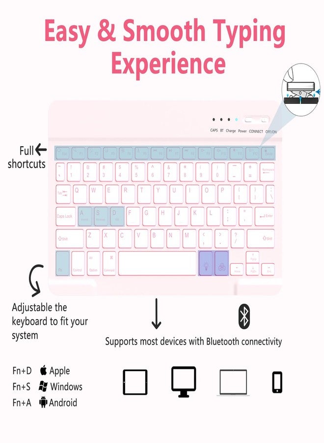 MMK for iPad Pro 11 inch Case with Keyboard 2024, for iPad 11 Pro Case with Keyboard Case (A3006 A2837 A2836) with Backlit BT Keyboard, for iPad Pro Keyboard Case 11 inch with Pencil Holder - Pink - Image 5