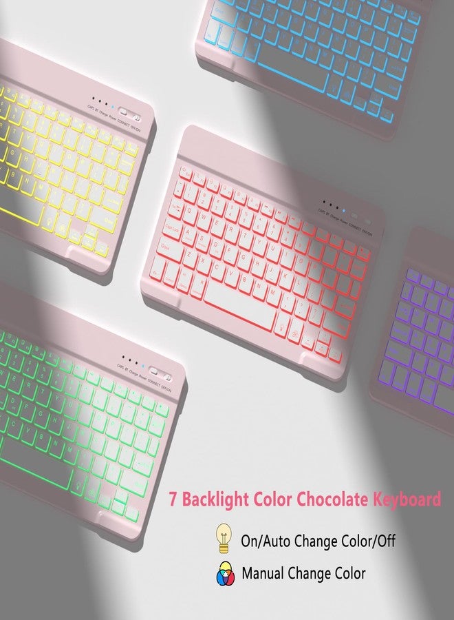 MMK for iPad Pro 11 inch Case with Keyboard 2024, for iPad 11 Pro Case with Keyboard Case (A3006 A2837 A2836) with Backlit BT Keyboard, for iPad Pro Keyboard Case 11 inch with Pencil Holder - Pink - Image 3