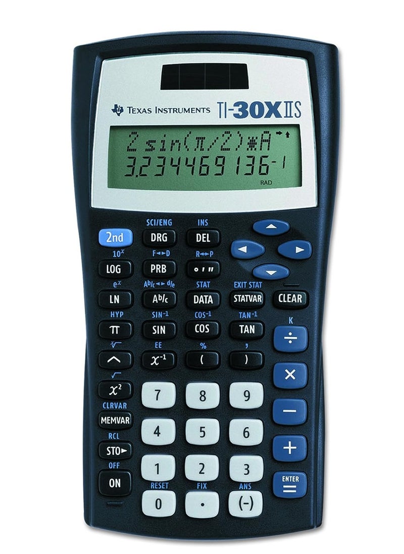 TEXAS INSTRUMENTS - Texas Instruments TI-30XIIS Scientific Calculator, Black with Blue Accents - Image 1