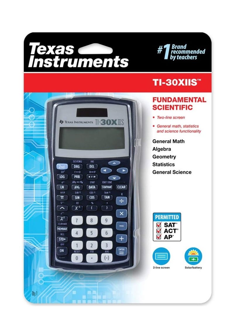 TEXAS INSTRUMENTS - Texas Instruments TI-30XIIS Scientific Calculator, Black with Blue Accents - Image 1