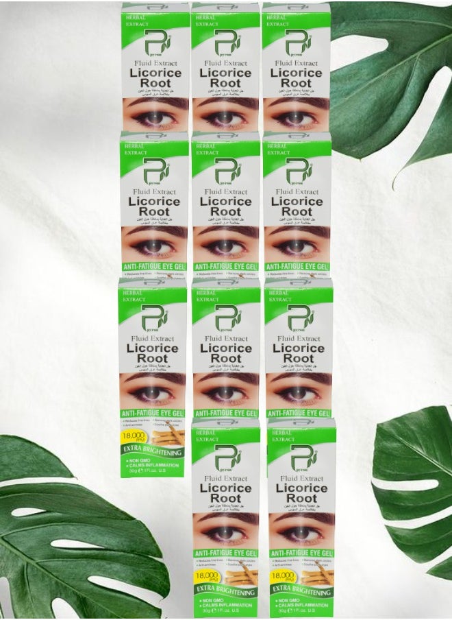 PYRON 11 Pieces Licorice Root Fluid Extract Anti Fatigue Eye Gel Extra Brightening 30g  - Image 1