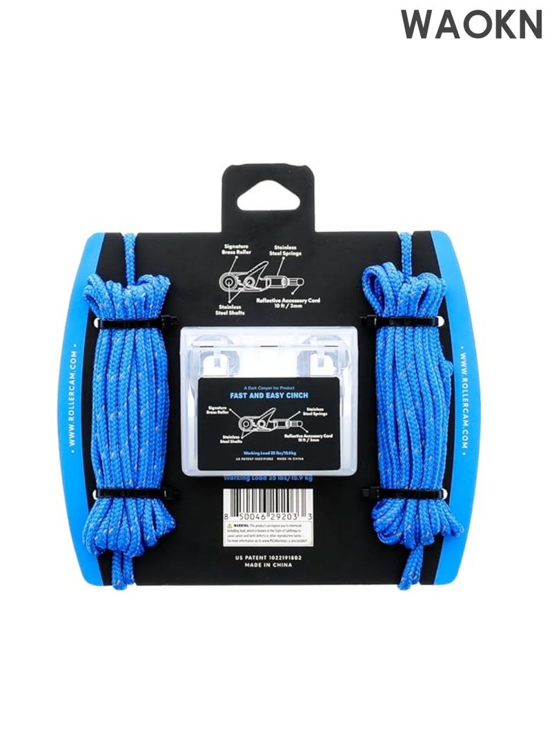 WAOKN Rope and Cord Fastening and Tightening Tool - Easy and Secure Tie-Down Guy Lines for Outdoors, Camping and Boating - 6-Pack Includes Accessory Ropes and Carrying Case - Image 2