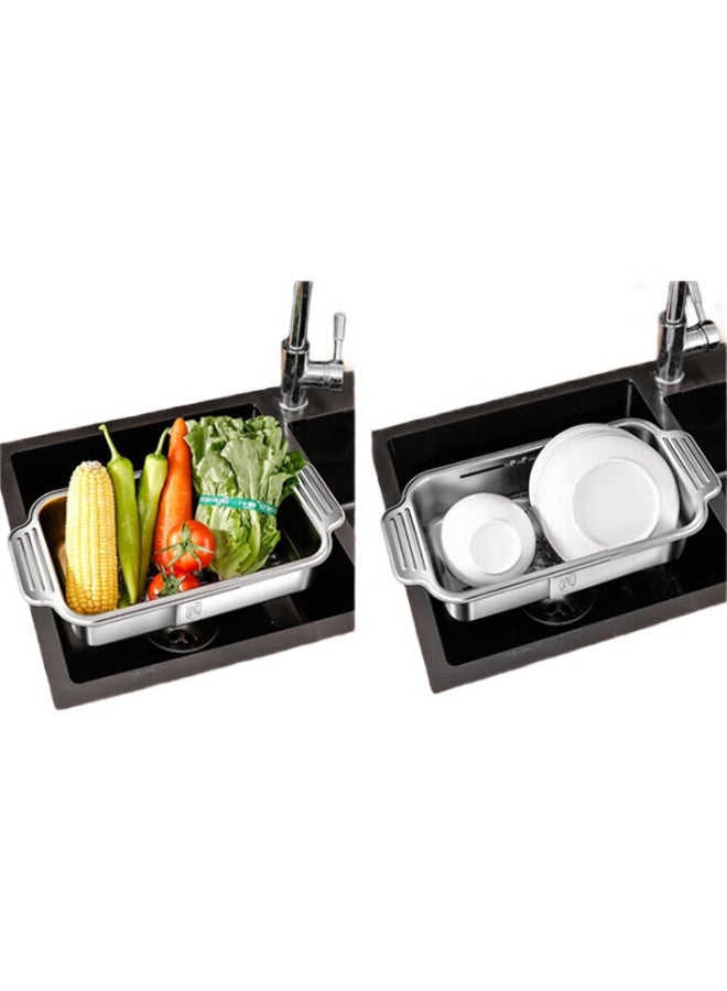 Yutai 304 Stainless Steel Draining Basket, Kitchen Sink Drainer Rack, Extendable Dish Storage Rack, Sink Vegetable Basket - Image 3