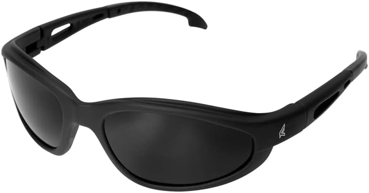 Edge TSM216 Dakura Polarized WrapAround Safety Glasses AntiScratch NonSlip UV 400 Military Grade ANSIISEA  MCEPS Compliant 504 Wide Matte Black Frame  Smoke Lens - Image 1