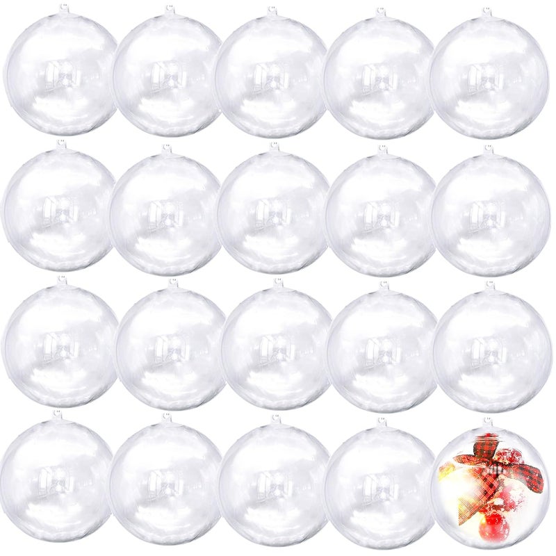 7Queen 20PCS 80mm 314inch Large Clear Ball Ornaments Clear Plastic Fillable Christmas Balls Shatterproof Ornament Bauble for DIY Crafts Wedding Party Decor Holiday Home Decor