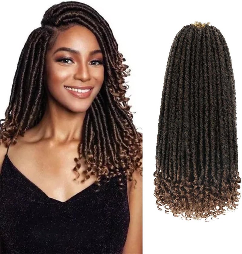 MODERN QUEEN Goddess Locs Crochet Hair 6 Packs, 16 Inch Straight Faux Locs Crochet Braids, Pre-Looped Curly Soft Synthetic Ombre Braiding Hair Extensions for Black Women(16 Inch, 6 Packs, 1B/30#) - Image 1
