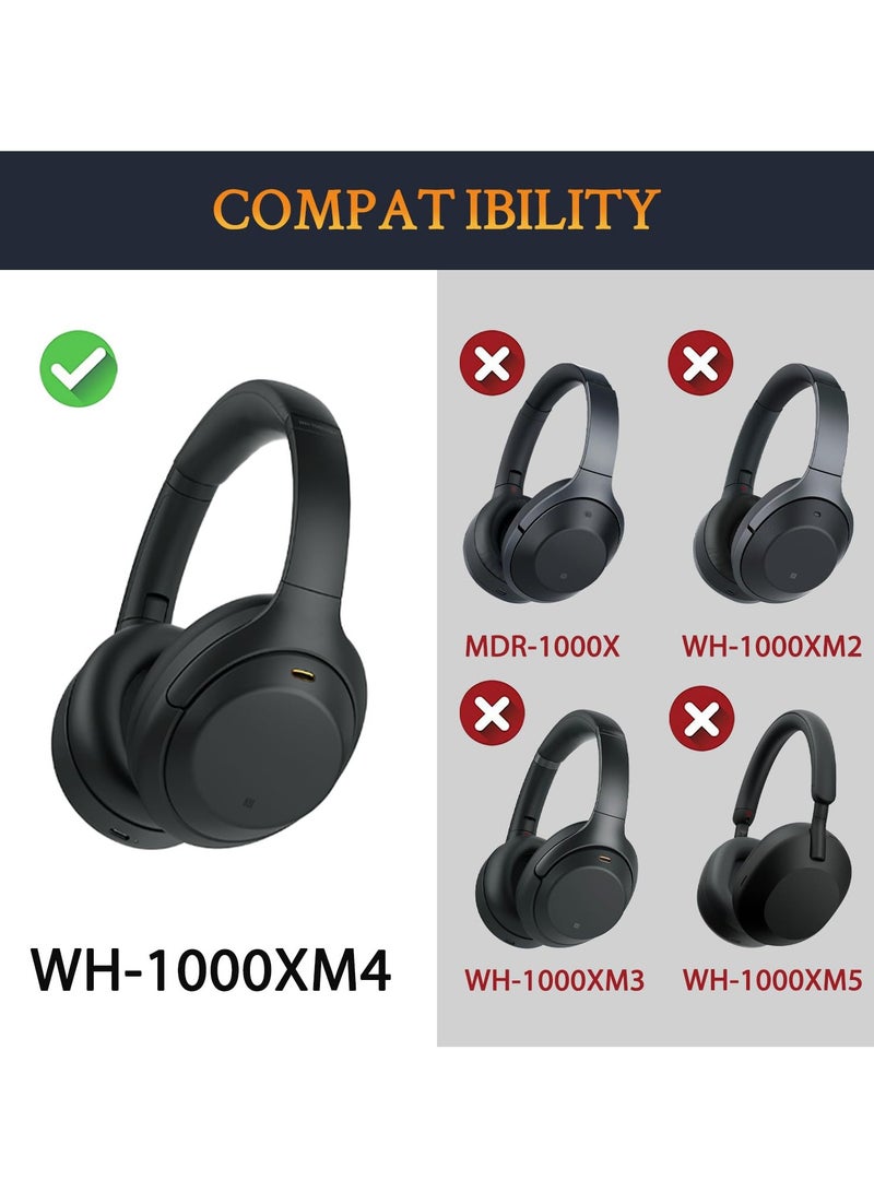 Earpads for Sony WH-1000XM4,A Pair of Replacement Ear Cushion Pads with Protein Leather and Memory Foam for Sony WH1000XM4 Noise canceling Extra Thick Headset,Black  - Image 2