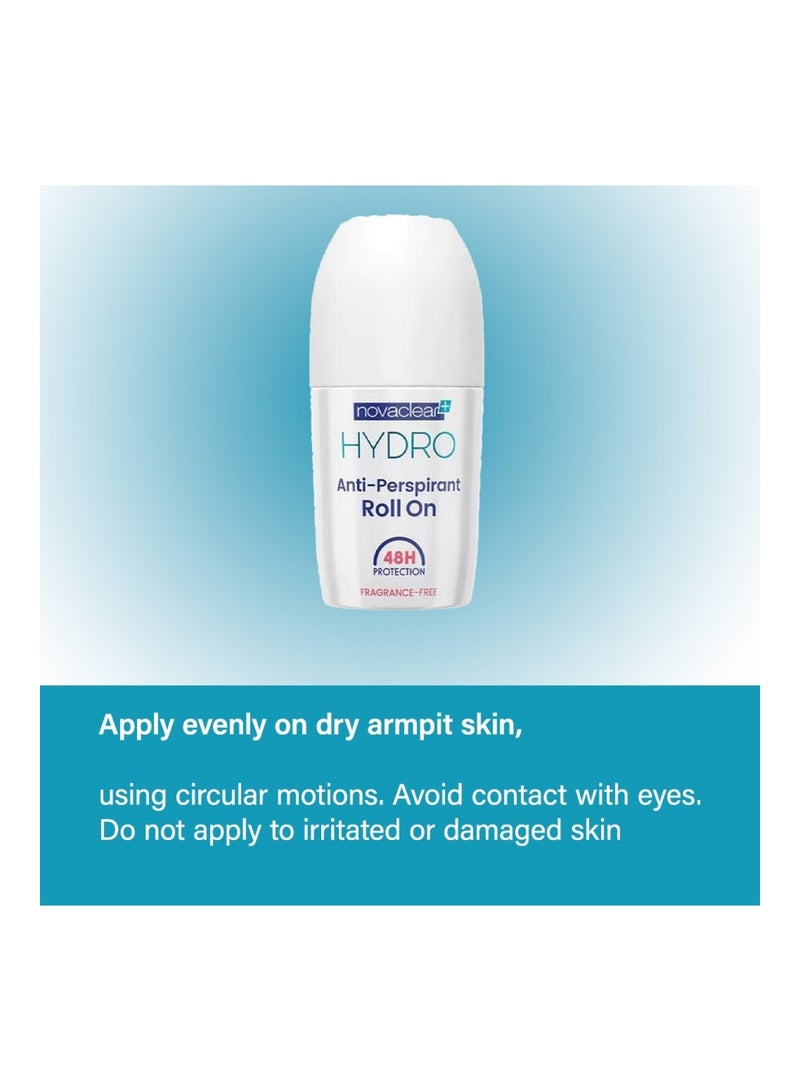 novaclear Hydro Fragrance Free Anti-Perspirant Roll-On 50ml - Image 4