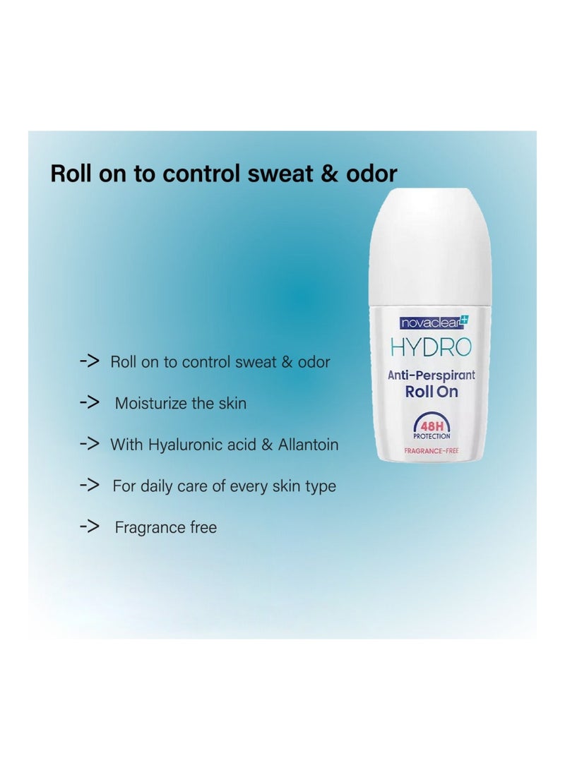novaclear Hydro Fragrance Free Anti-Perspirant Roll-On 50ml - Image 3
