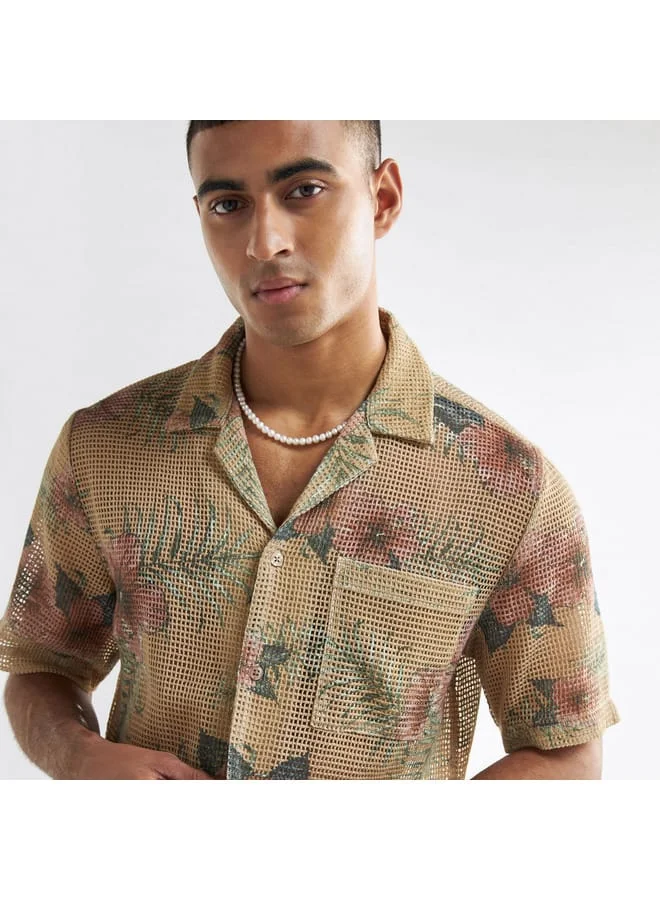 Splash FAV Printed Net Resort Shirt
