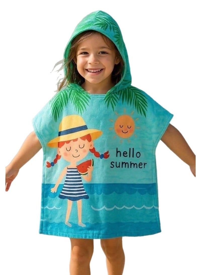kids poncho towel hello summer for girls - Image 2