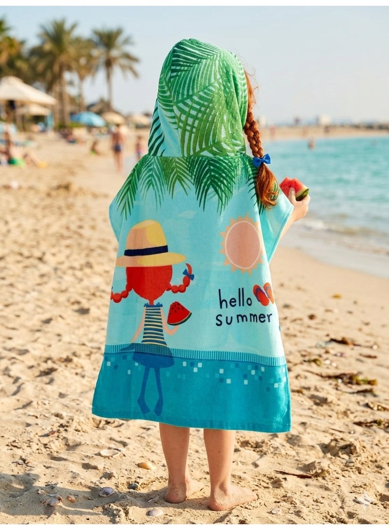 kids poncho towel hello summer for girls - Image 3