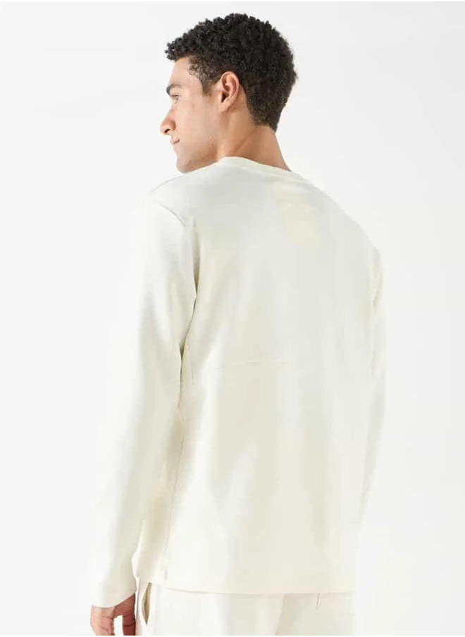 Kappa Kappa Solid Crew Neck T-shirt with Long Sleeves