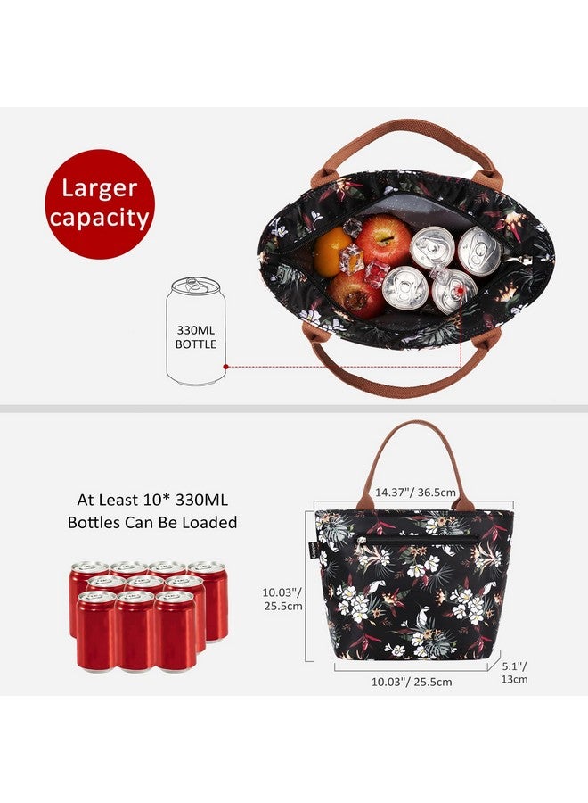 Gloppie Gloppie Insulated Lunch Bag Women Flower Lunch Box Cooler Tote Leakproof Work Meal Prep Purse Womens Lunch Bags Loncheras para mujer 9L White Flower  - Image 3