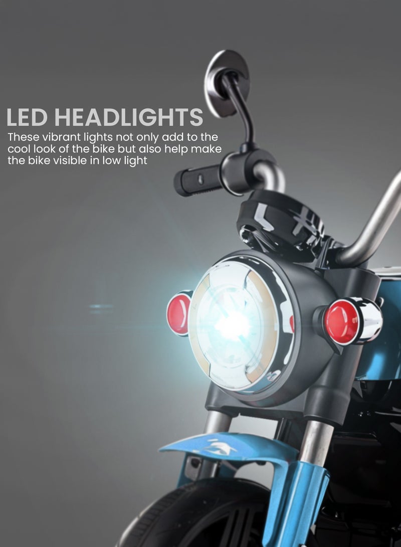 Baybee Motorex Electric Bike for Kids | Rechargeable Kids Bike with LED Lights, USB & Music | Big Battery Operated Bikes | Ride on Toy for Kid to Drive 2 Years to 5 Years Boys Girls (Blue) - Image 4