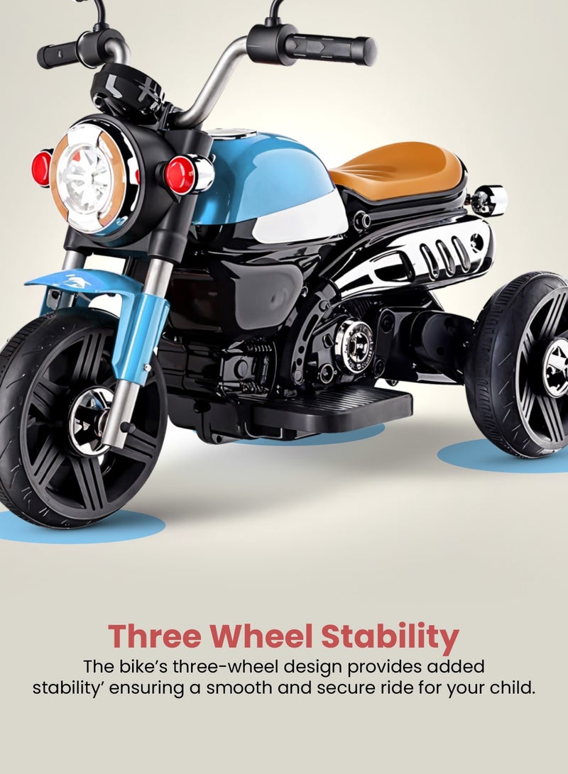 Baybee Motorex Electric Bike for Kids | Rechargeable Kids Bike with LED Lights, USB & Music | Big Battery Operated Bikes | Ride on Toy for Kid to Drive 2 Years to 5 Years Boys Girls (Blue) - Image 5