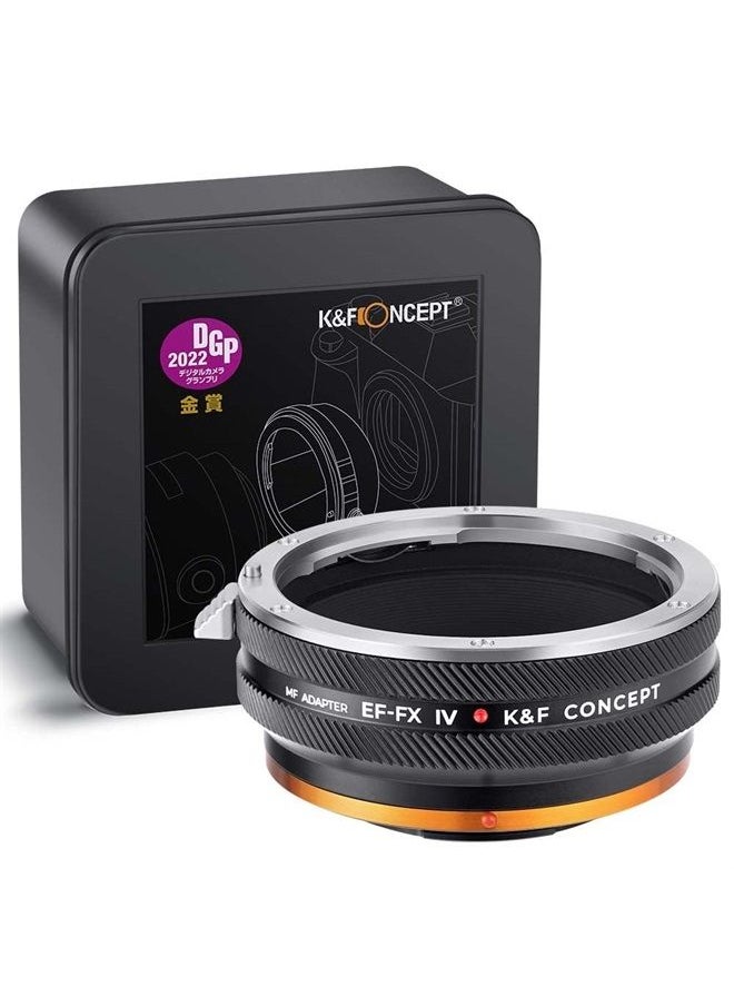 K&F Concept IV PRO EF/EF-S to FX Lens Mount Adapter with Aperture Control Ring, Compatible with Canon EF&EF-S Series Lens and Compatible with Fujifilm Fuji X-Series X FX Mount Cameras  - Image 1
