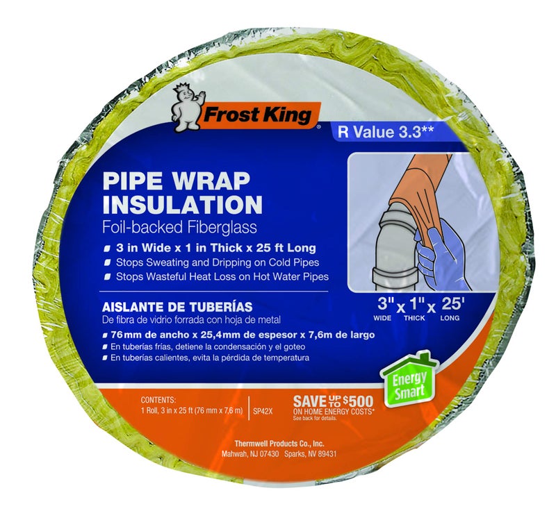 Frost King Frost King Foil Backed Fiberglass Pipe Wrap, 3"x1"x25'  - Image 2