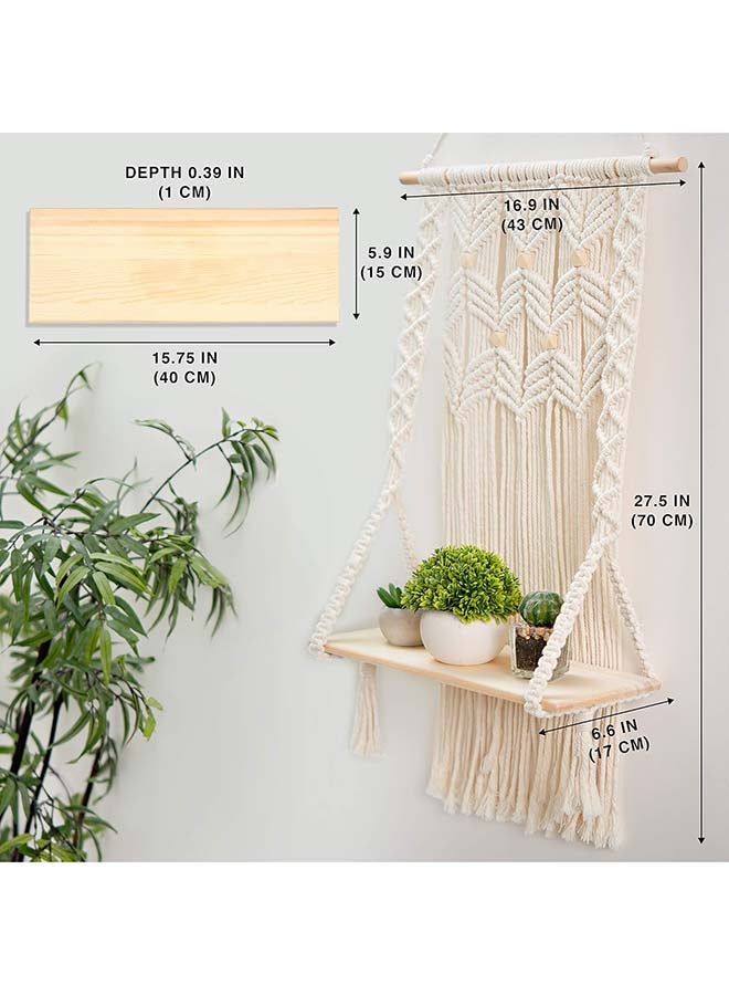 انتيكيانو رف مكرمية معلق على الحائط، ديكور الفاخر المنسوج يدويًا 73x43 - Image 5