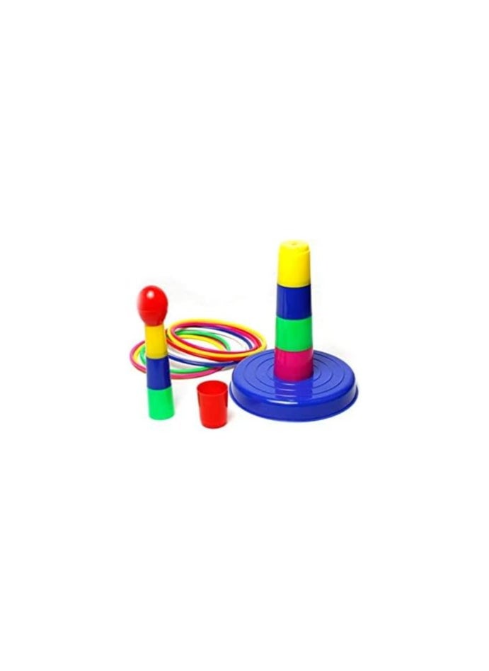 Children's circle game Colorful Ring Toss Quoits Target Game Plastic Toy for Kids  - Image 2