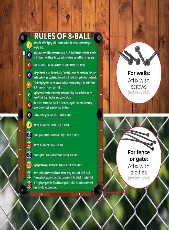 HYBLOM Classic Game Room Wall Art Tin Poster for Billiards Lovers - Vintage Rules Of 8-Ball Metal Sign, Retro Club, Billiards Room & Man Cave Decor 8x12 Inches - Image 4