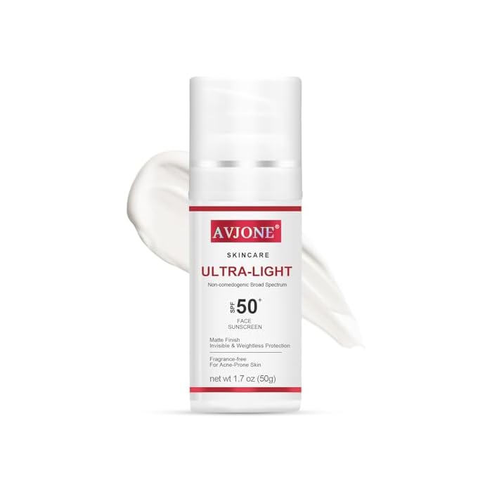 Face Sunscreen SPF 50, Broad Spectrum UVA/UVB Protection with Hyaluronic Acid & Vitamin E, Lightweight Non-Greasy Formula, Water-Resistant, Oil-Free, Non-Comedogenic for Sensitive Skin, 1.7 oz