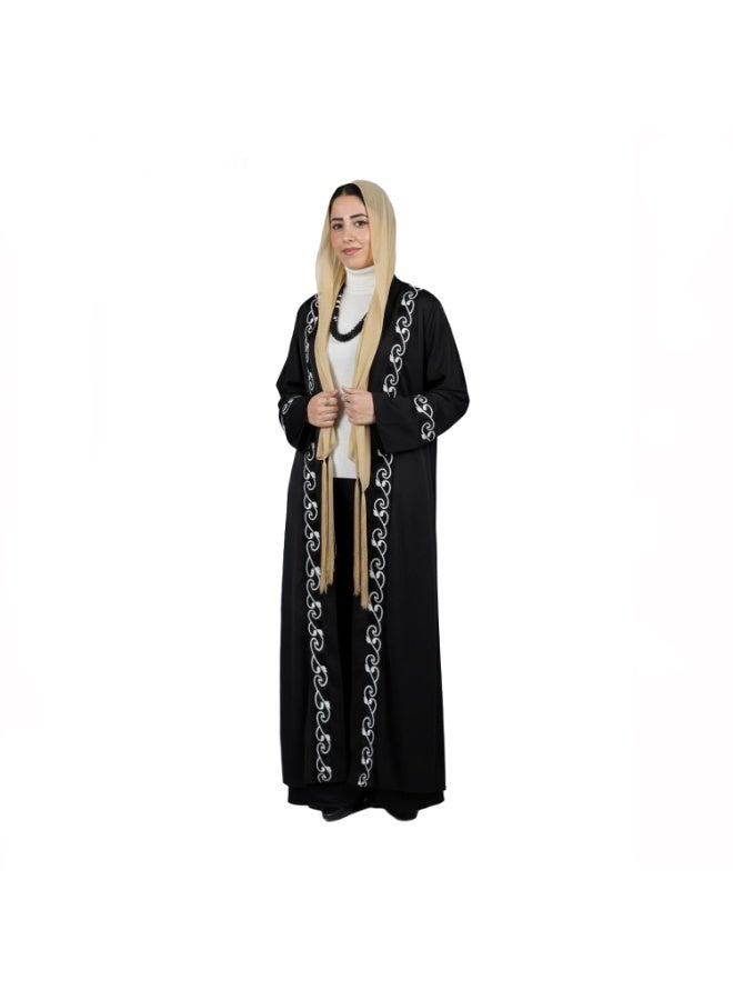 سموكي إيجيبت كفتان عباية ستان التامودا بالتظريز-اسود - Image 3