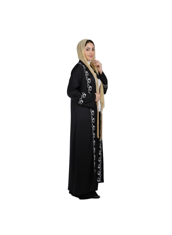 سموكي إيجيبت كفتان عباية ستان التامودا بالتظريز-اسود - Image 2