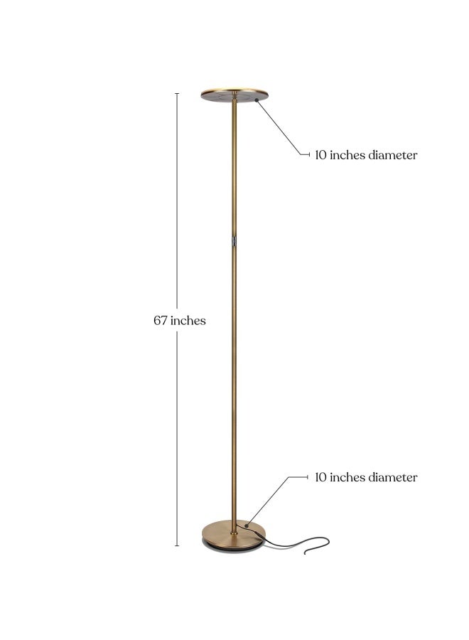 Brightech Sky Flux Dimmable LED Floor Lamp â€“ Super Bright Floor Lamp for Living Room and Offices â€“ Torchiere Standing Lamp with 3 Light Options, Tall Lamp for Bedroom Reading and More - Brass - Image 2