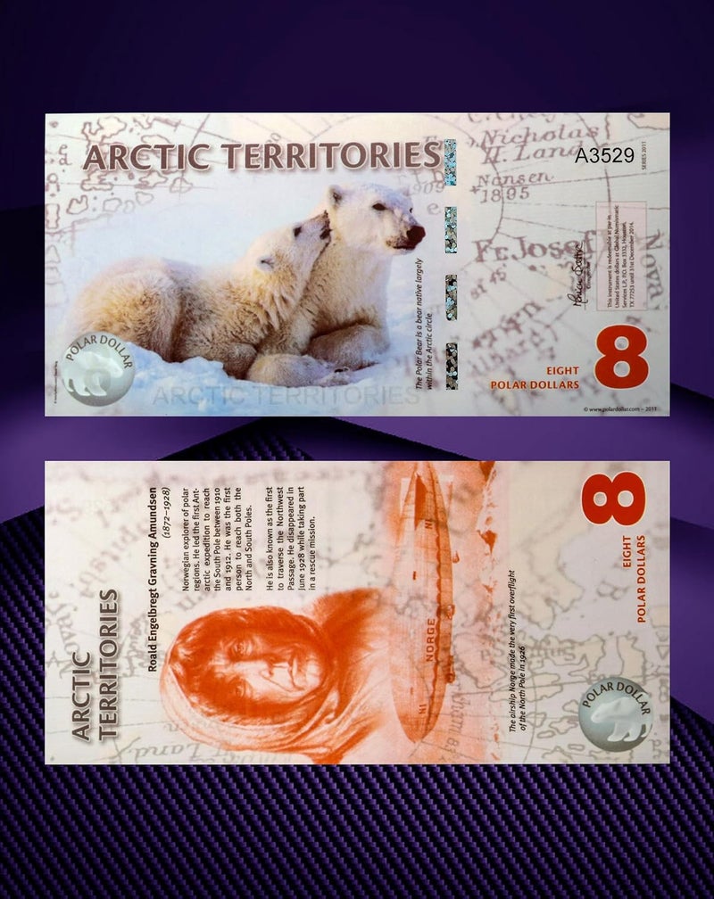 Arunrajsofia Store Fantasy Money of Arctic Territories for Collection (8 Polar Dollars) - Image 3