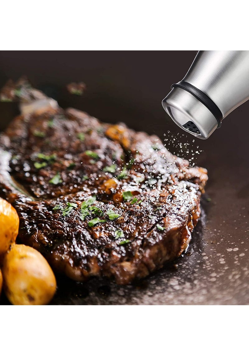 Barakah Salt and Pepper Shakers Set - Shaker with Adjustable Pour Holes - 304 Stainless Steel Glass Spice Dispenser Refillable Perfect for Black, Kosher, and Sea Salts - Seasoning 2pcs - Image 4