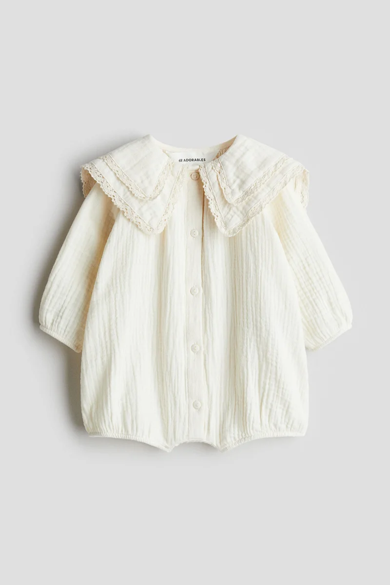 H&M Cotton muslin romper suit