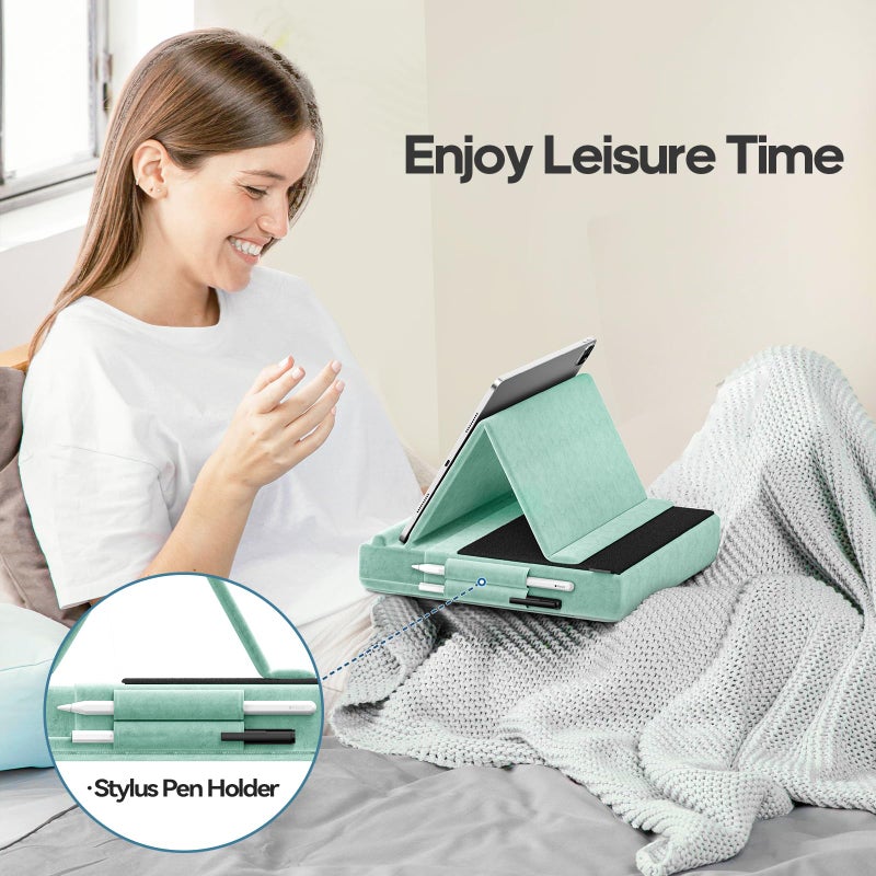 KDD Tablet Pillow Stand, Multi-Angle Viewing Ipad Holder for Lap, Bed and Desk, Foldable Soft Pad Dock with Stylus Mount Compatible with Ipad Pro 12.9, 10.5, 11, Air, Mini, Phones, Books, E-Reader - Image 3