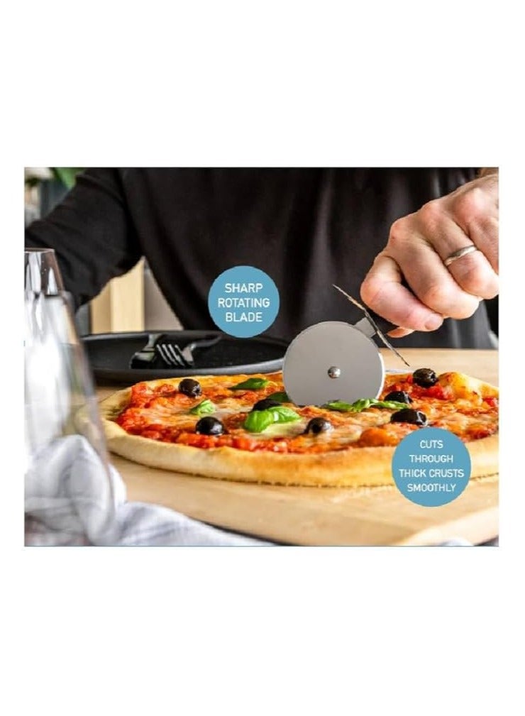 Portal AE Stainless Steel Pizza Cutter- Pizza Cutter, Kitchen Utensil Stainless Steel Pizza Cutter, Silver Pizza Cutter Silver  - Image 2