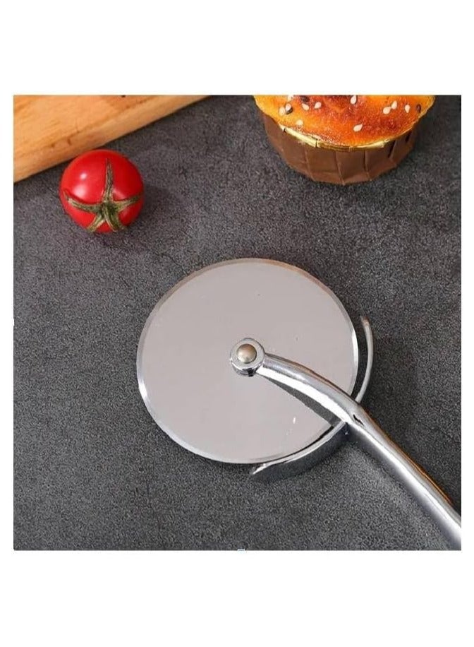 Portal AE Stainless Steel Pizza Cutter- Pizza Cutter, Kitchen Utensil Stainless Steel Pizza Cutter, Silver Pizza Cutter Silver  - Image 3