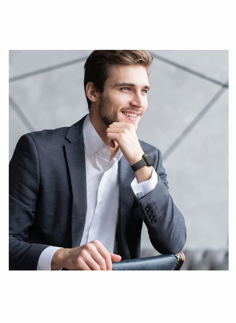 Y&D Bands for Fitbit Versa 3, Metal Compatible with Sense, Stainless Steel Mesh Breathable Wristband Strap Adjustable Magnet Lock, Replacement Wristbands Women and Men (Large) - Image 3