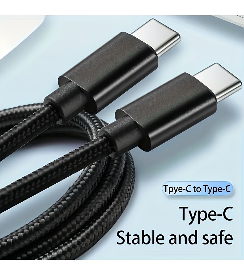 كابل USB-C إلى USB-C بطول 1 متر، سلك شحن سريع لأجهزة iPhone وAndroid وSamsung وXiaomi - Image 3