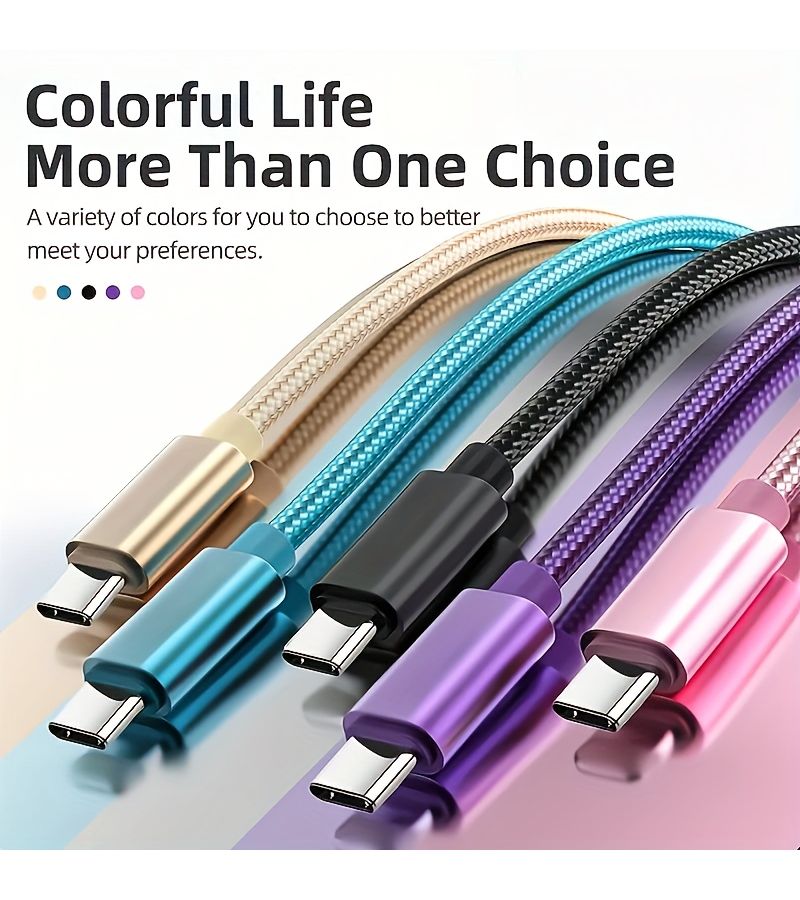كابل USB-C إلى USB-C بطول 1 متر، سلك شحن سريع لأجهزة iPhone وAndroid وSamsung وXiaomi - Image 5