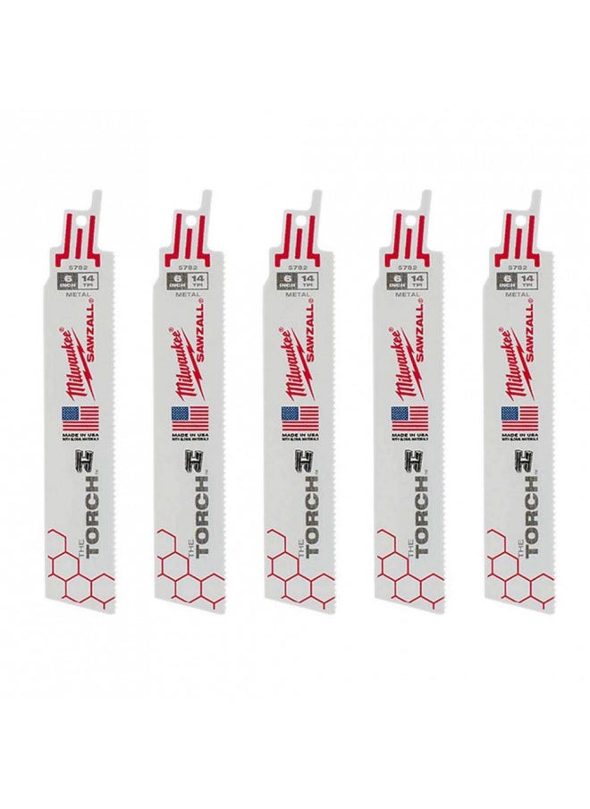Milwaukee Tool 6" 14 TPI The Torch Sawzall (5 Pack) 48-00-5782  - Image 2