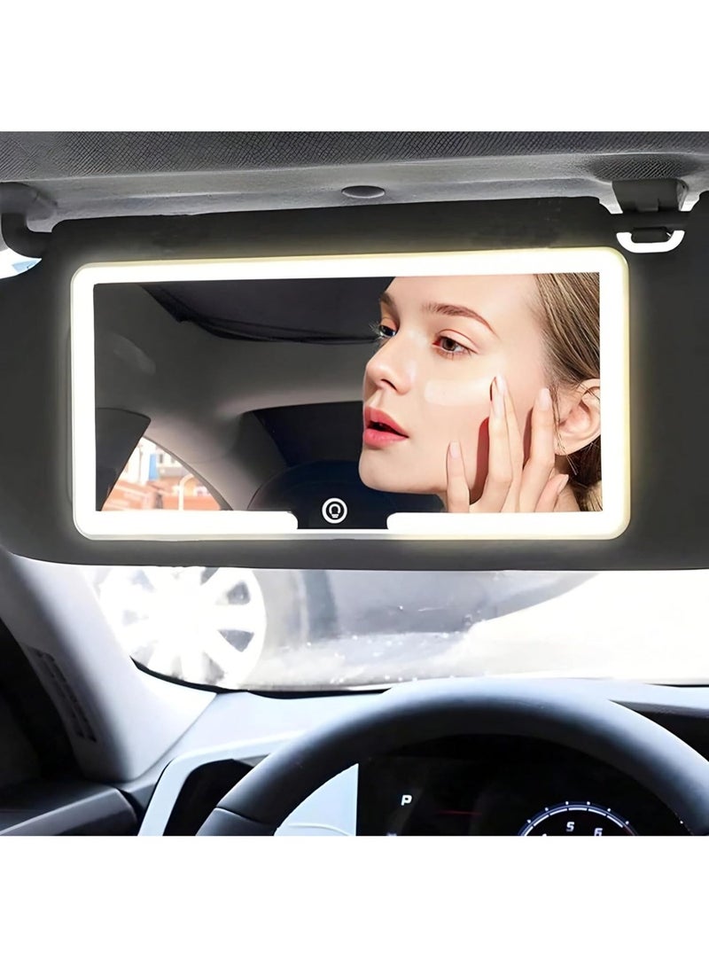 Car makeup mirror with LED lighting, rechargeable via USB port, makeup mirror with three adjustable light colors, suitable for home/bedroom/travel use - Image 4
