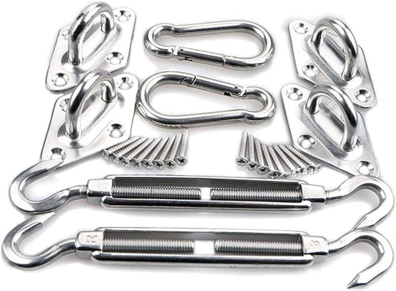 Dragon Heavy Duty Sun Shade Sail Fixing Kit for Garden Triangle and Square, Rectangle - 304 Stainless Steel Sun Shade Sail Fixing Hardware Accessories Kit (Fixing Kit) - Image 1