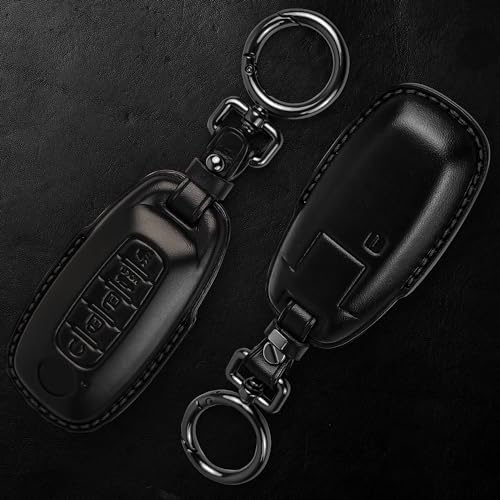 Tukellen for Nissan Key Fob Cover Leather with Keychain Compatible with 2023 2024 Pathfinder Rouge 4Runner Smart Remote-Black - Image 3