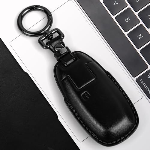 Tukellen for Nissan Key Fob Cover Leather with Keychain Compatible with 2023 2024 Pathfinder Rouge 4Runner Smart Remote-Black - Image 4
