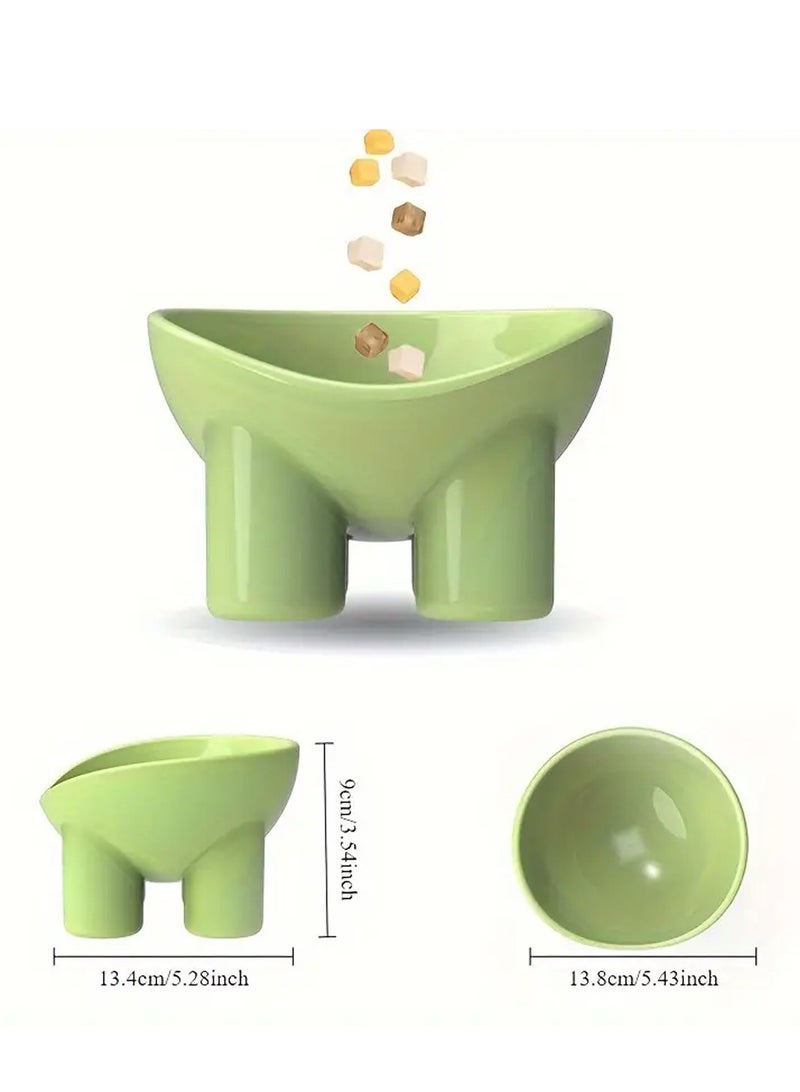 وعاء مرتفع للقطط مع حامل - طبق تغذية بلاستيكي مضاد للطرف مناسب للرقبة للقطط وساق الفيل والفم المائل وإطعام المياه - Image 2