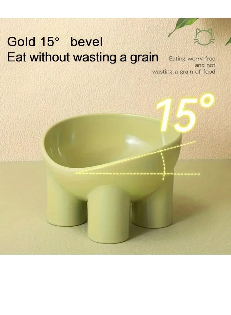 وعاء مرتفع للقطط مع حامل - طبق تغذية بلاستيكي مضاد للطرف مناسب للرقبة للقطط وساق الفيل والفم المائل وإطعام المياه - Image 4